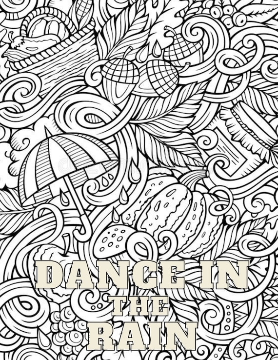 Dibujo abstracto para colorear mandala baile bajo la lluvia dibujo para colorear para adultos