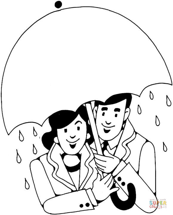 Dibujo de enamorados bajo la lluvia para colorear dibujos para colorear imprimir gratis