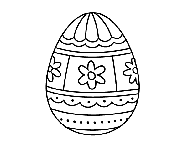 Dibujo de huevo de pascua con decoraciones para colorear