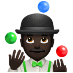 Man juggling dark skin tone emoji uf ufff ud u ufef