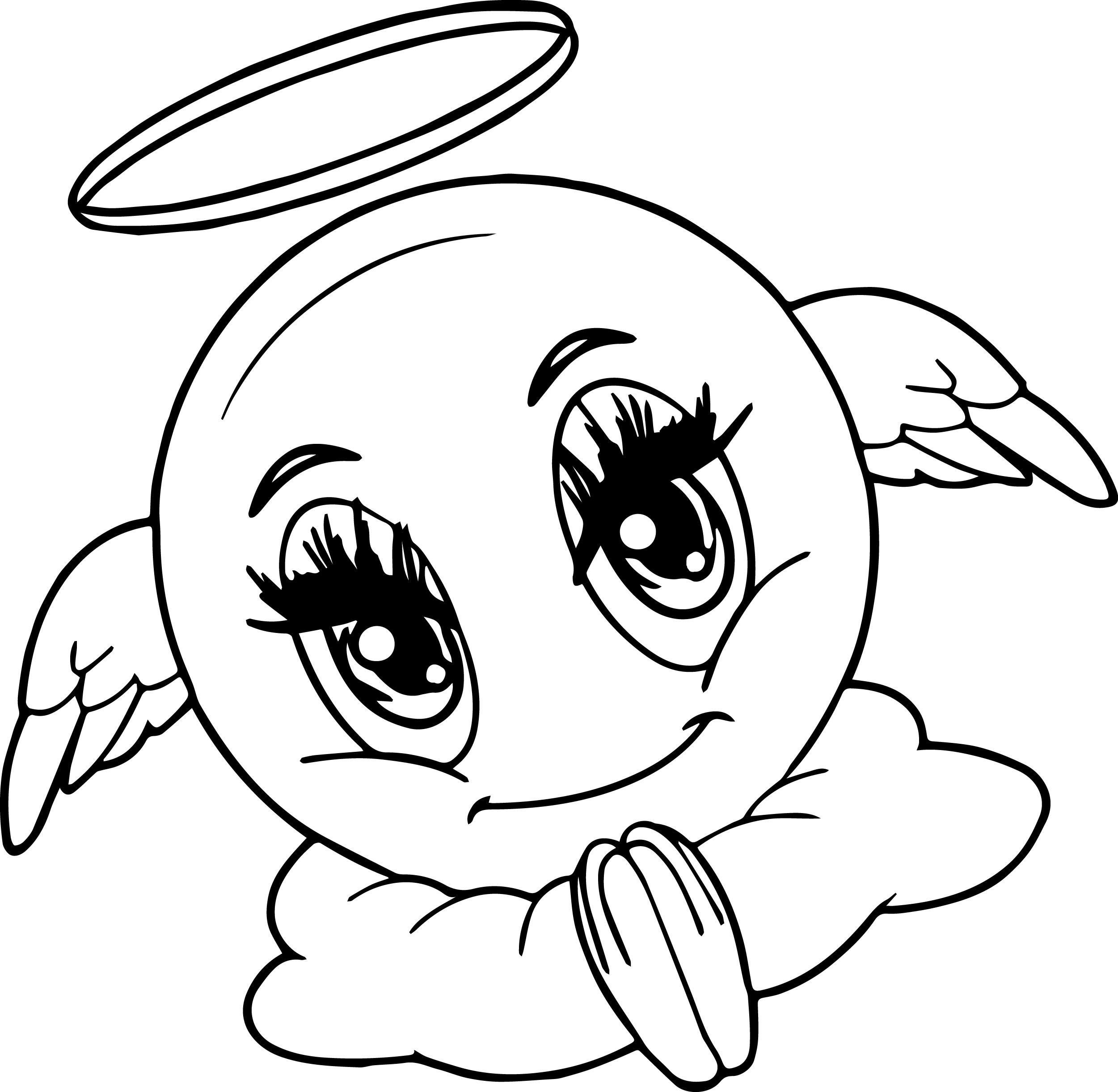 Awesome angel emoticon face coloring page emoji coloring pages cartoon coloring pages star coloring pages