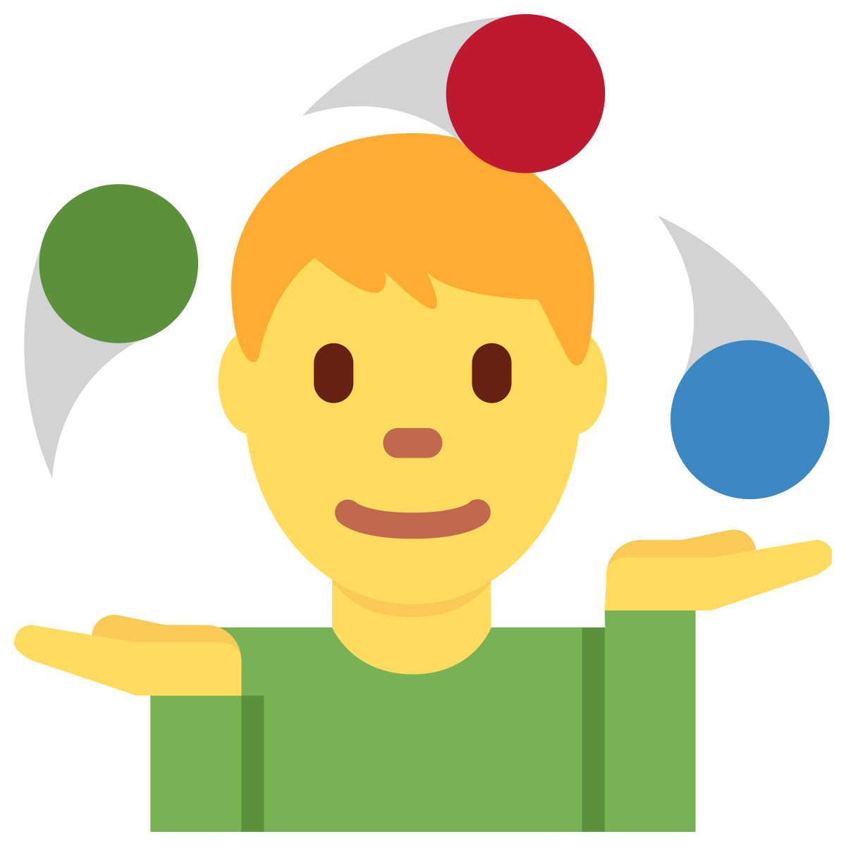 Person juggling emoji color codes