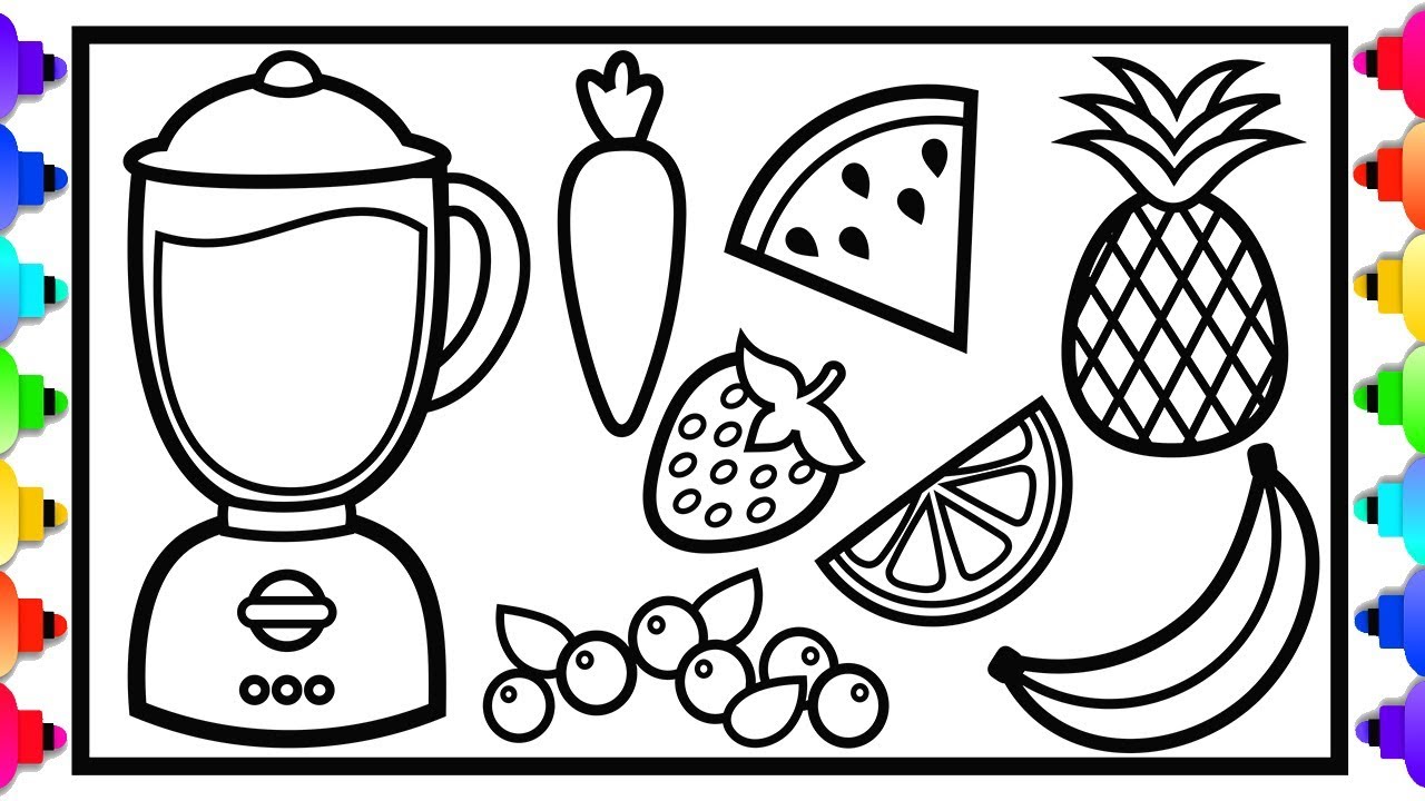 How to draw and color a toy blender and fruit juice for kids ððððð yummy food coloring page