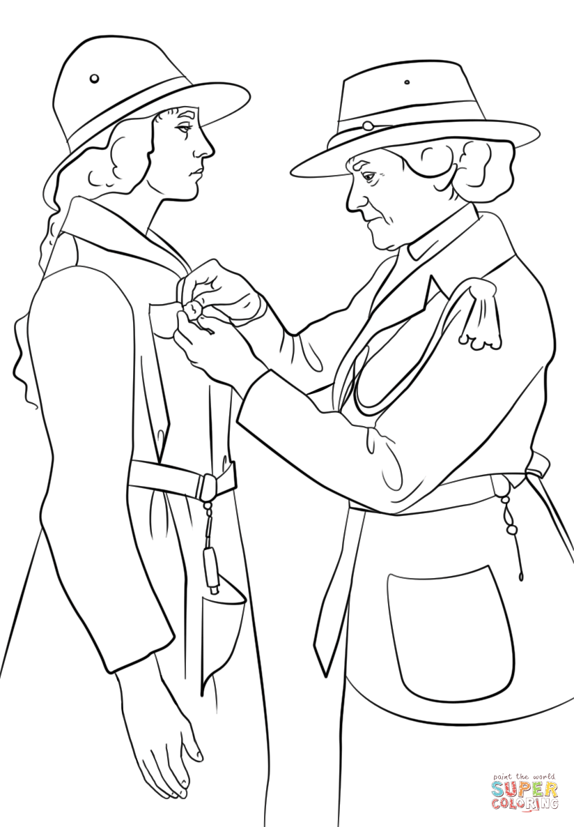 Juliette gordon low pinning ceremony coloring page free printable coloring pages