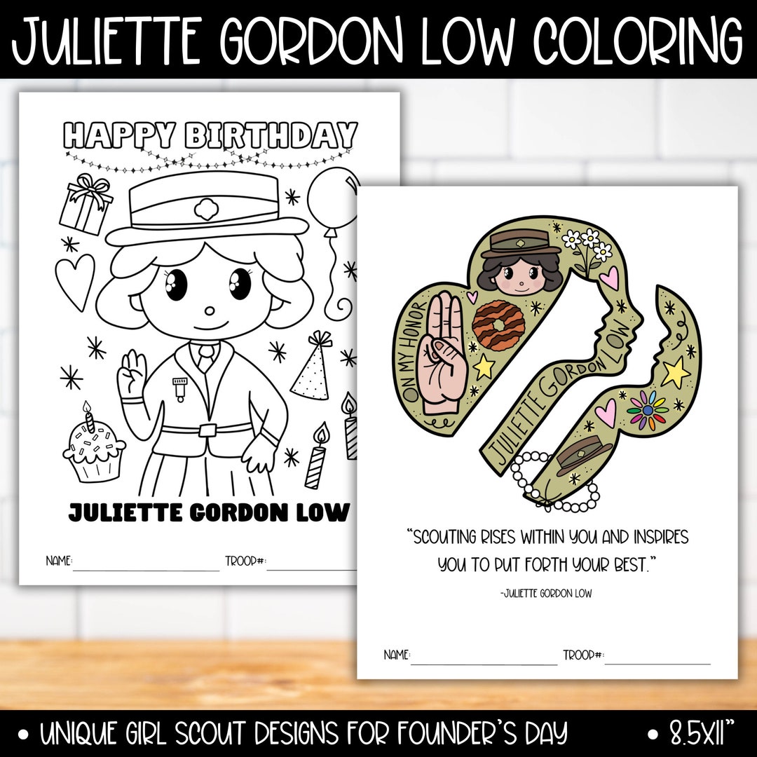 Girl scout juliette gordon low coloring craft activity girl scouts founders day activities founders day juliette gordon low birthday