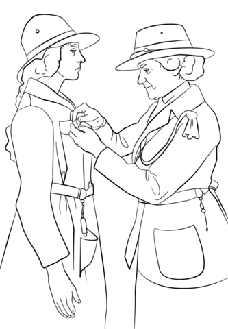 Juliette gordon low pinning ceremony coloring page free printable coloring pages