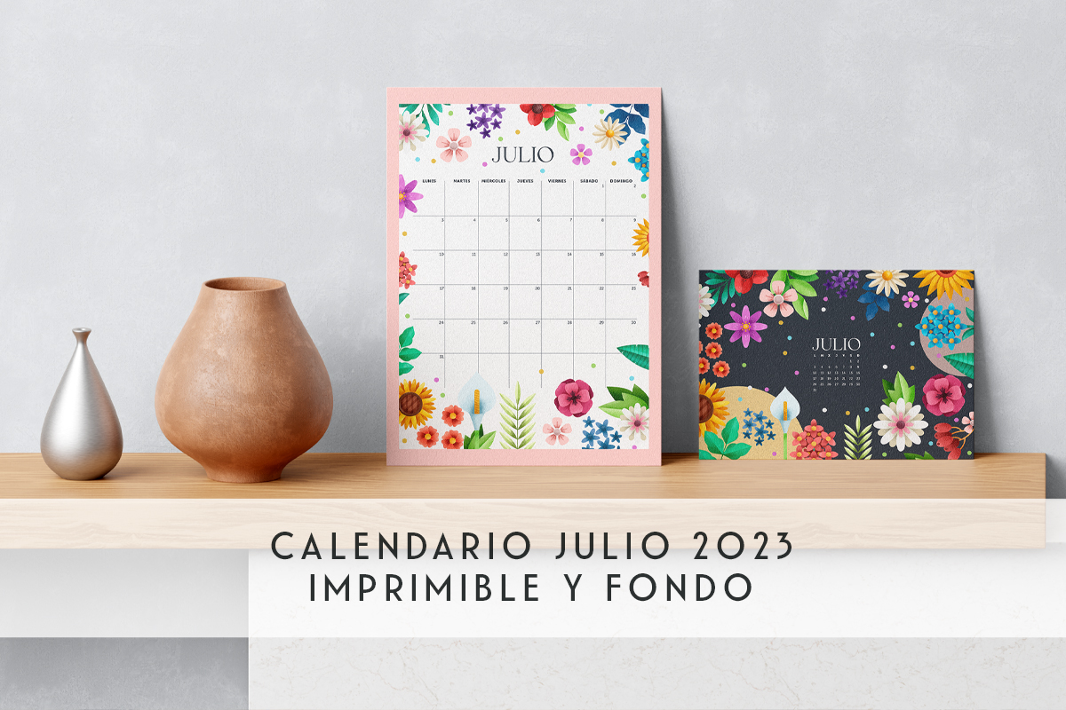 Calendario julio imprimible y fondo de pantalla