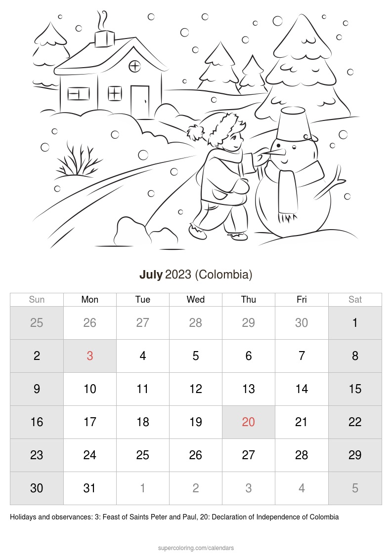 July calendar