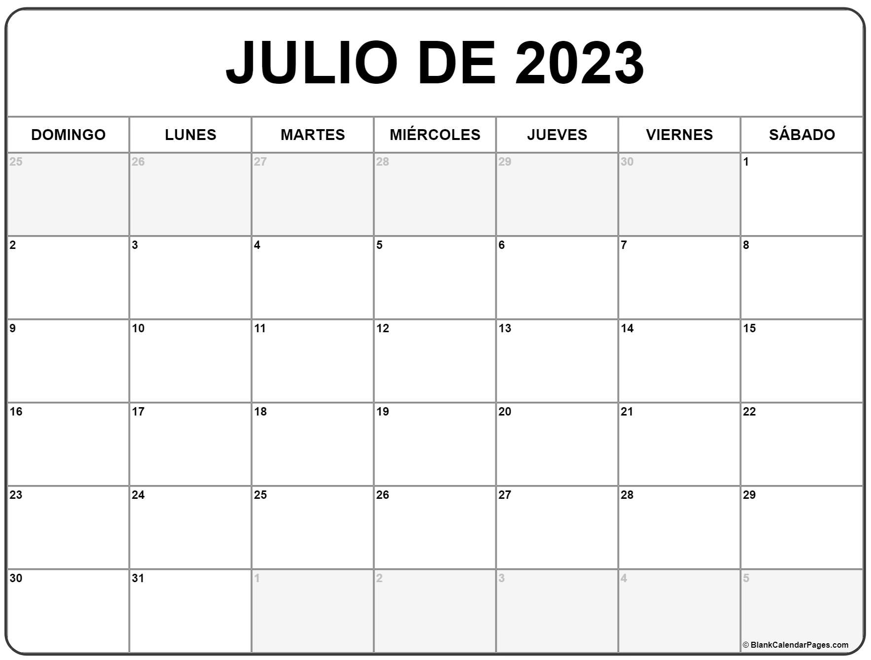 Julio de calendario gratis calendario julio