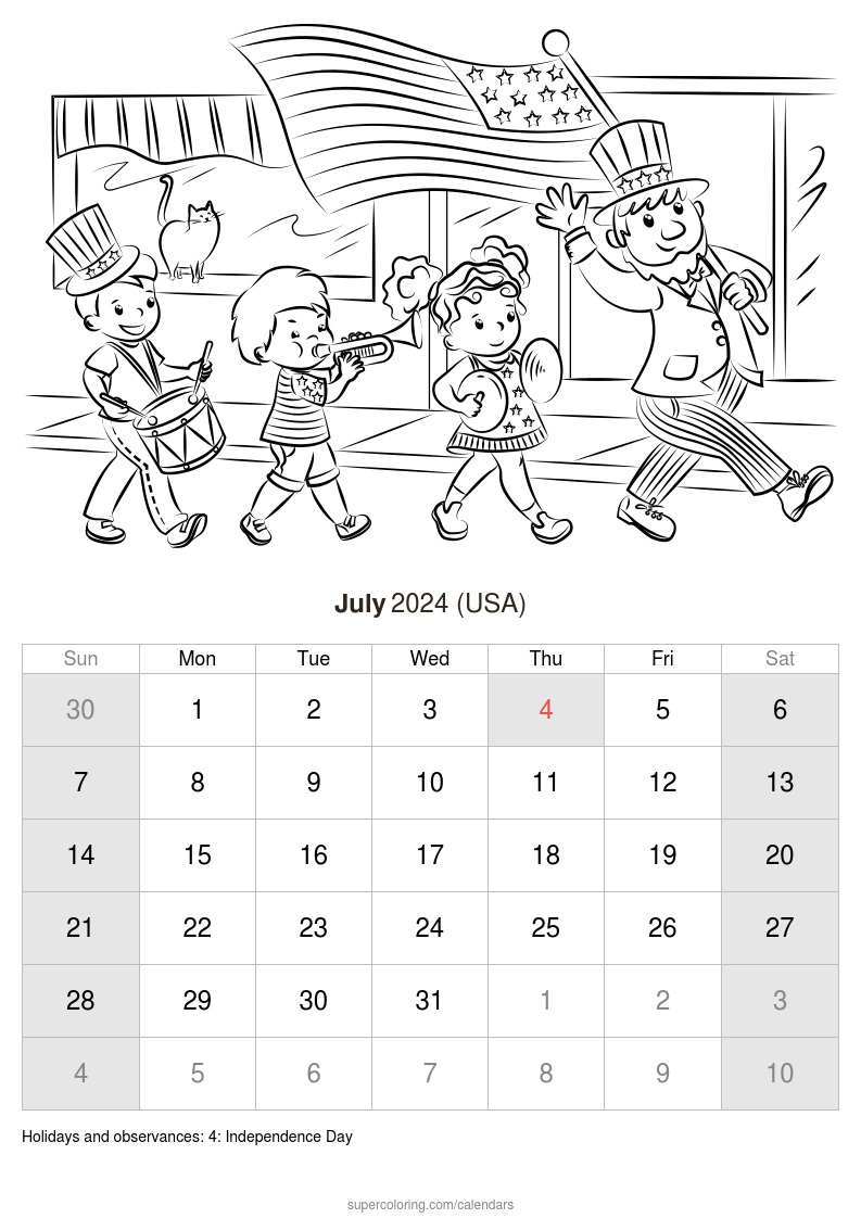 July calendar