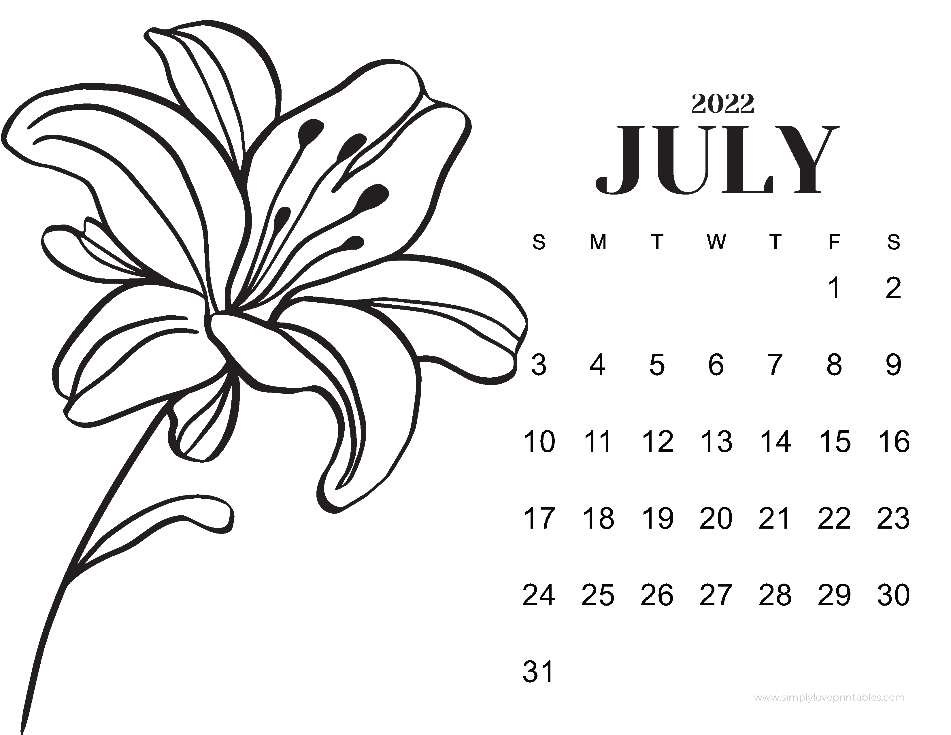Free july calendar printables simply love printables