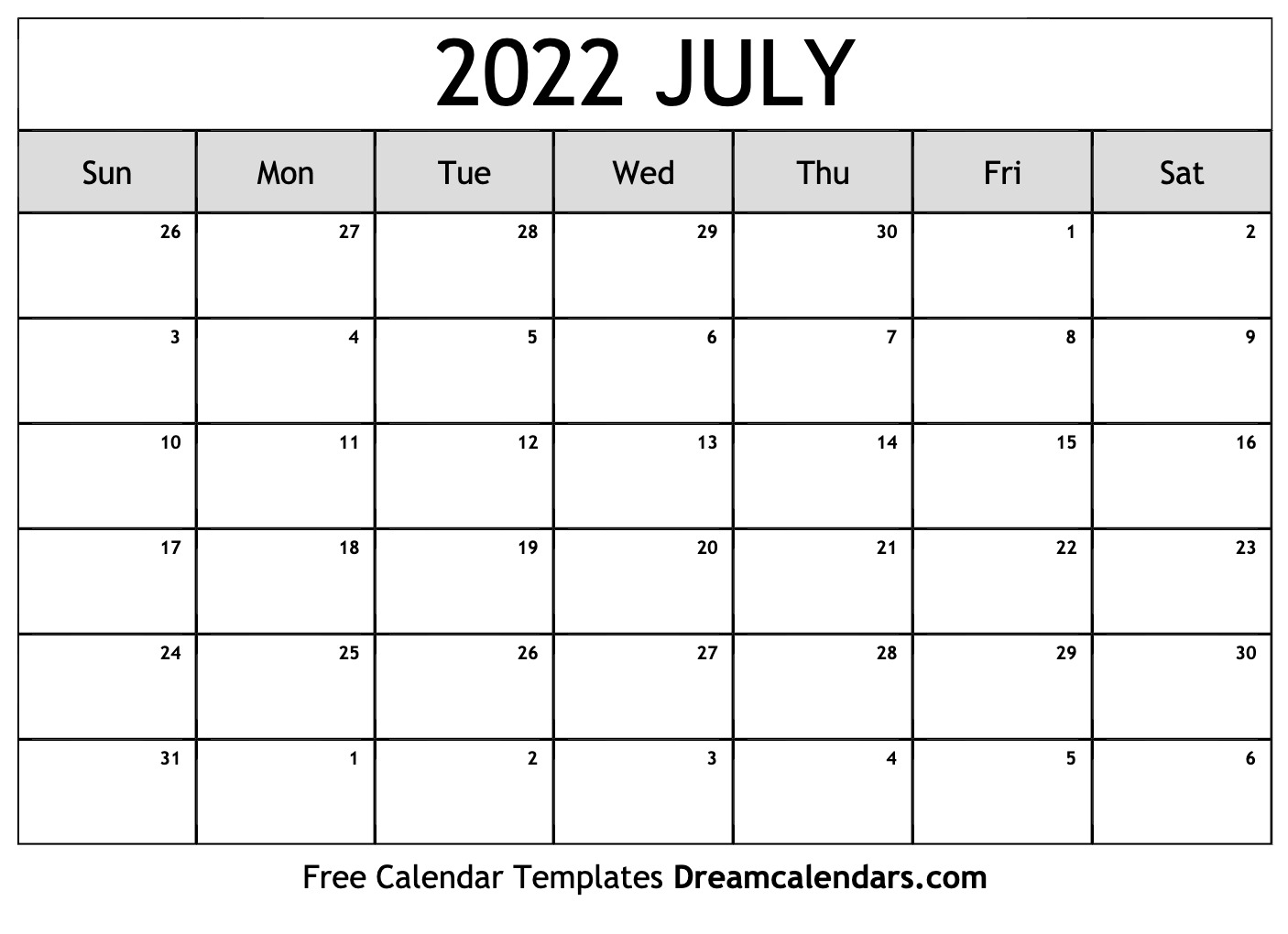 July calendar free blank printable with holidays