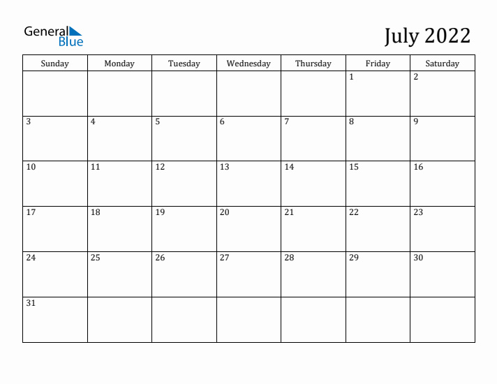 July monthly calendar pdf word excel