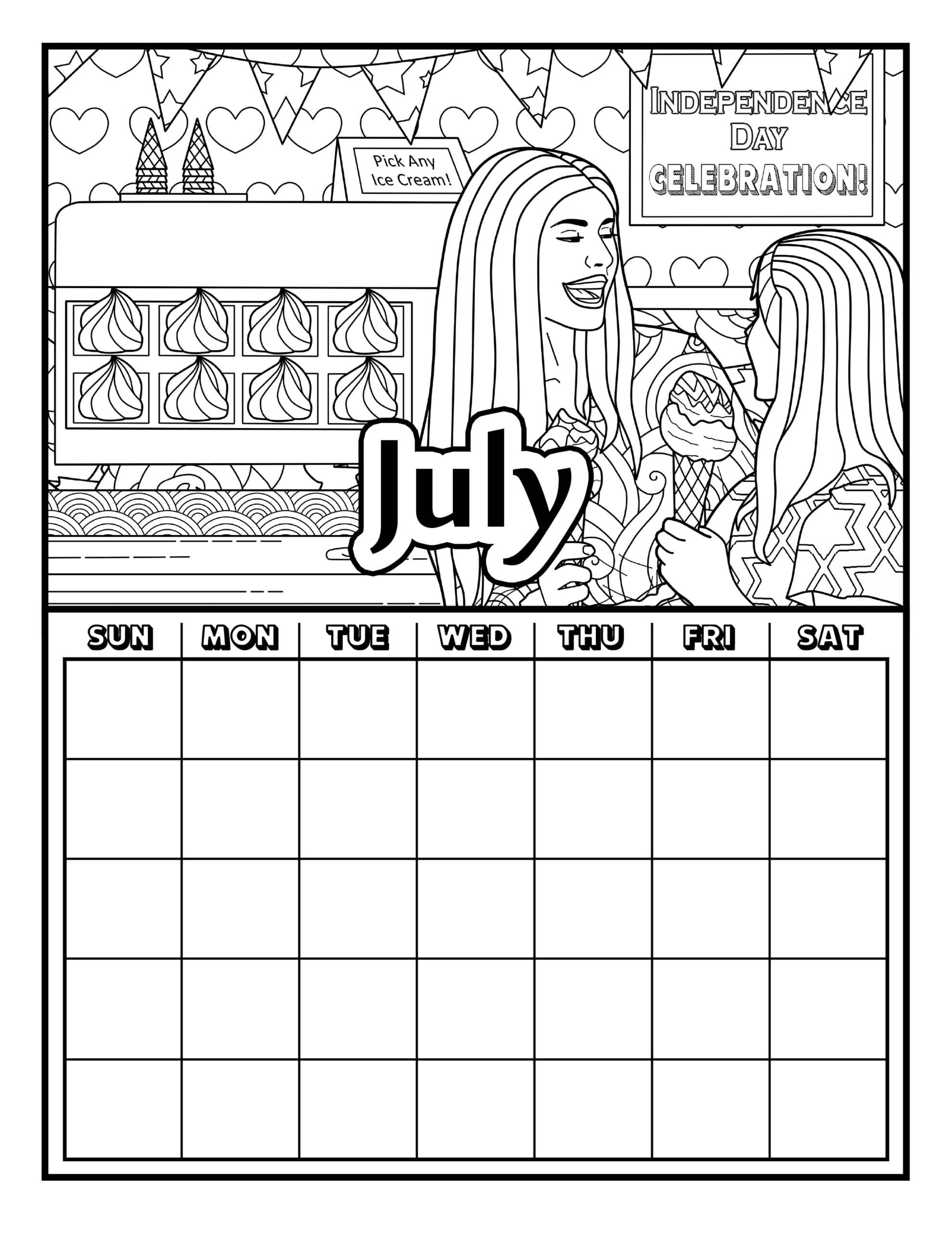 Coloring pages for july