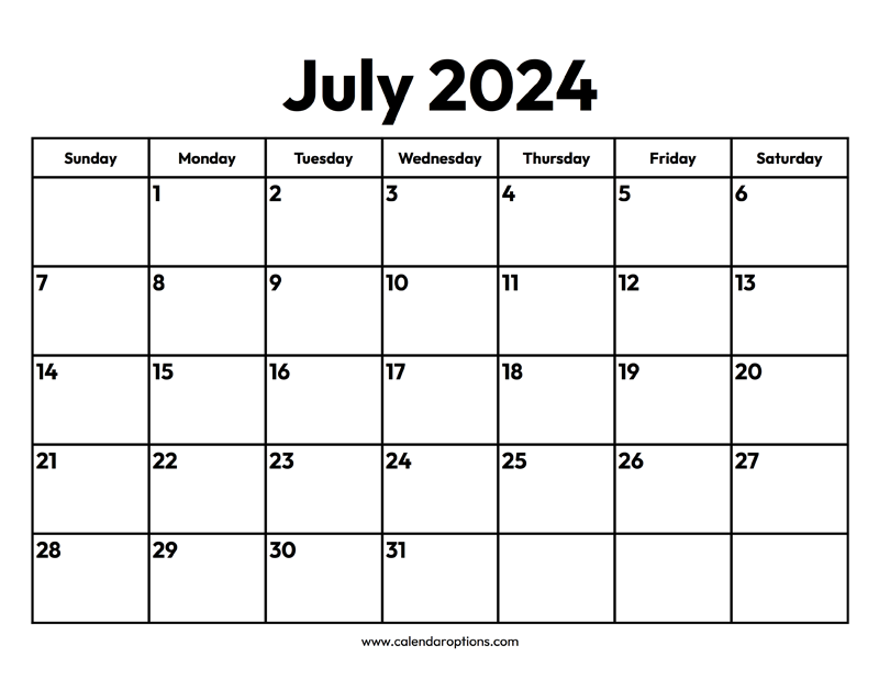 July calendar â calendar options