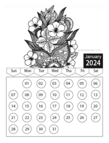 Coloring pages calendar