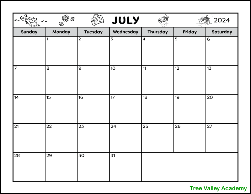 July calendar calendar worksheets