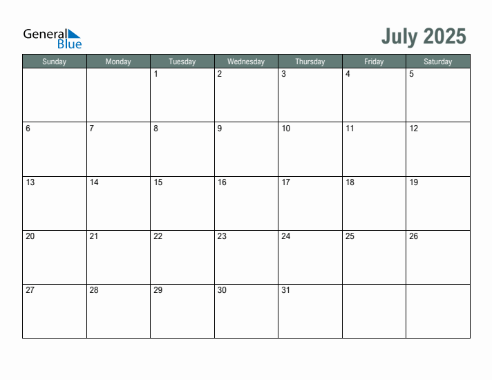 July monthly calendar pdf word excel