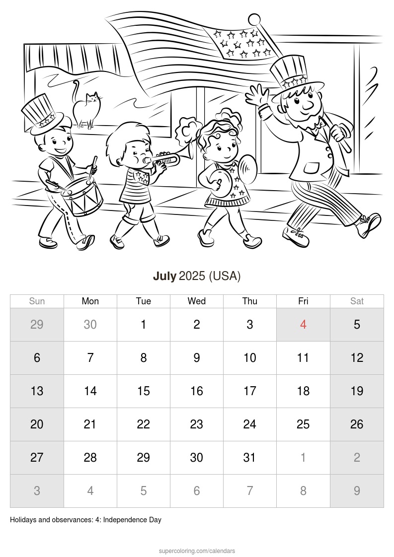 July calendar