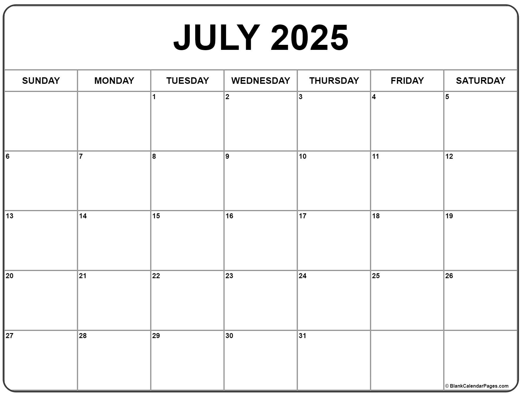 July calendar free printable calendar