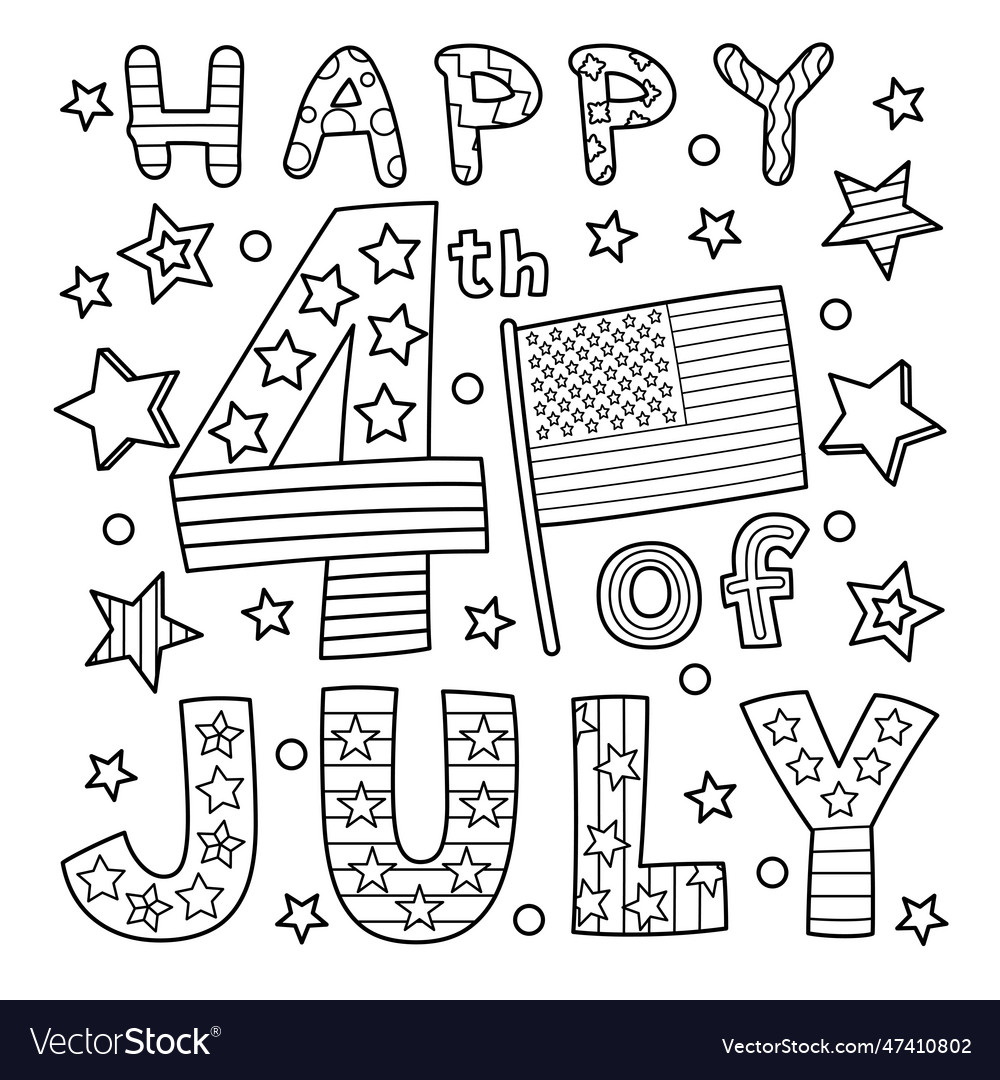 Happy th of july coloring page for kids vector image