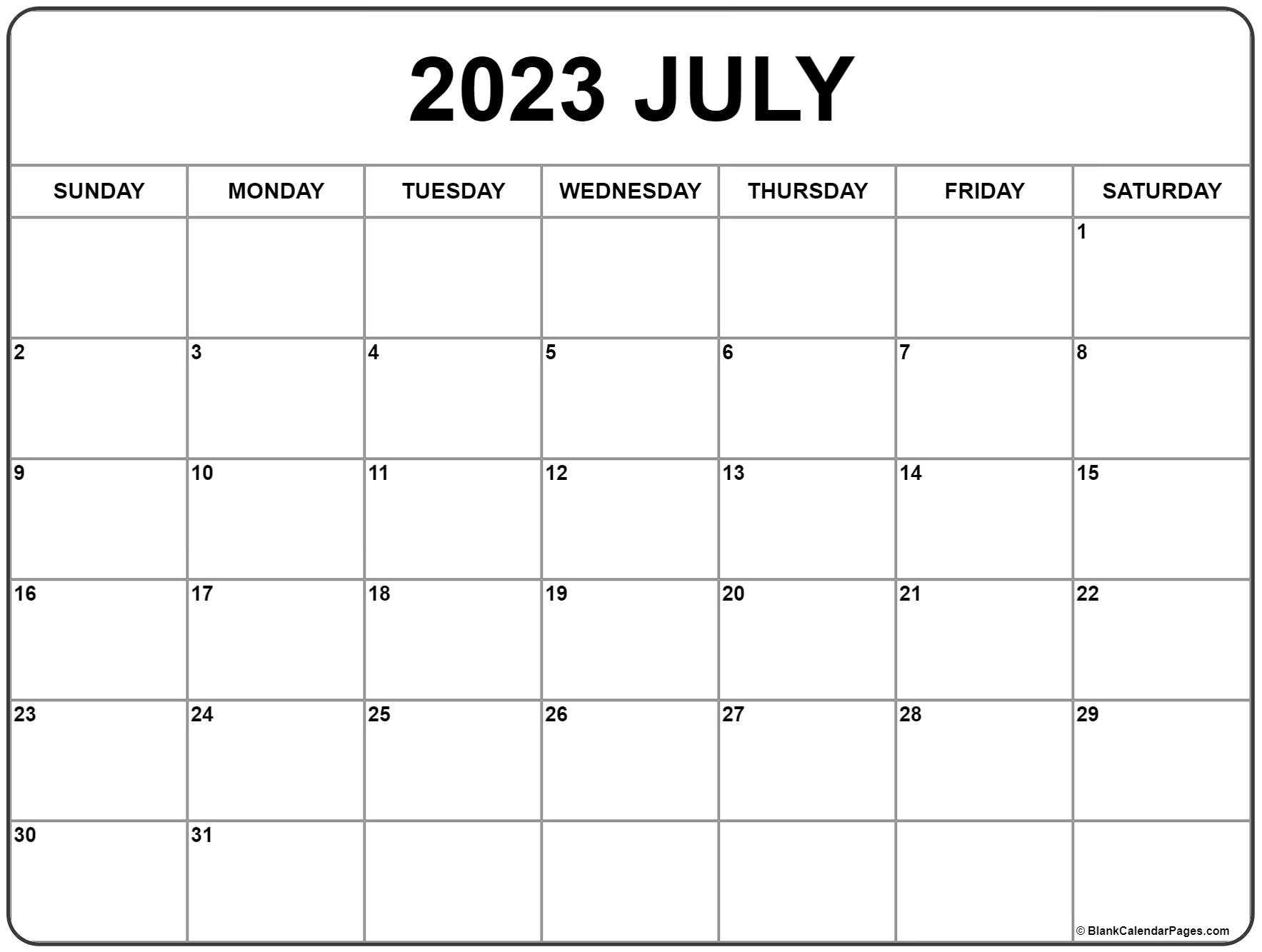 July calendar free printable calendar