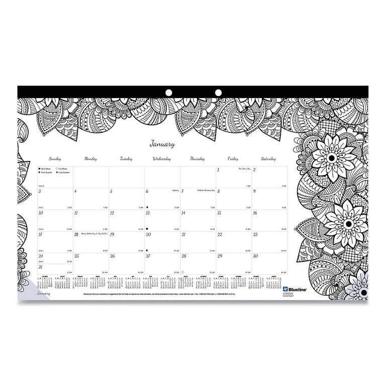 Blueline doodleplan monthly desk pad calendar