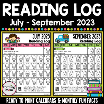 Summer reading log september calendar coloring pages by farming mom