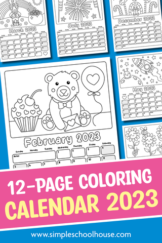 Free printable coloring calendar for kids â