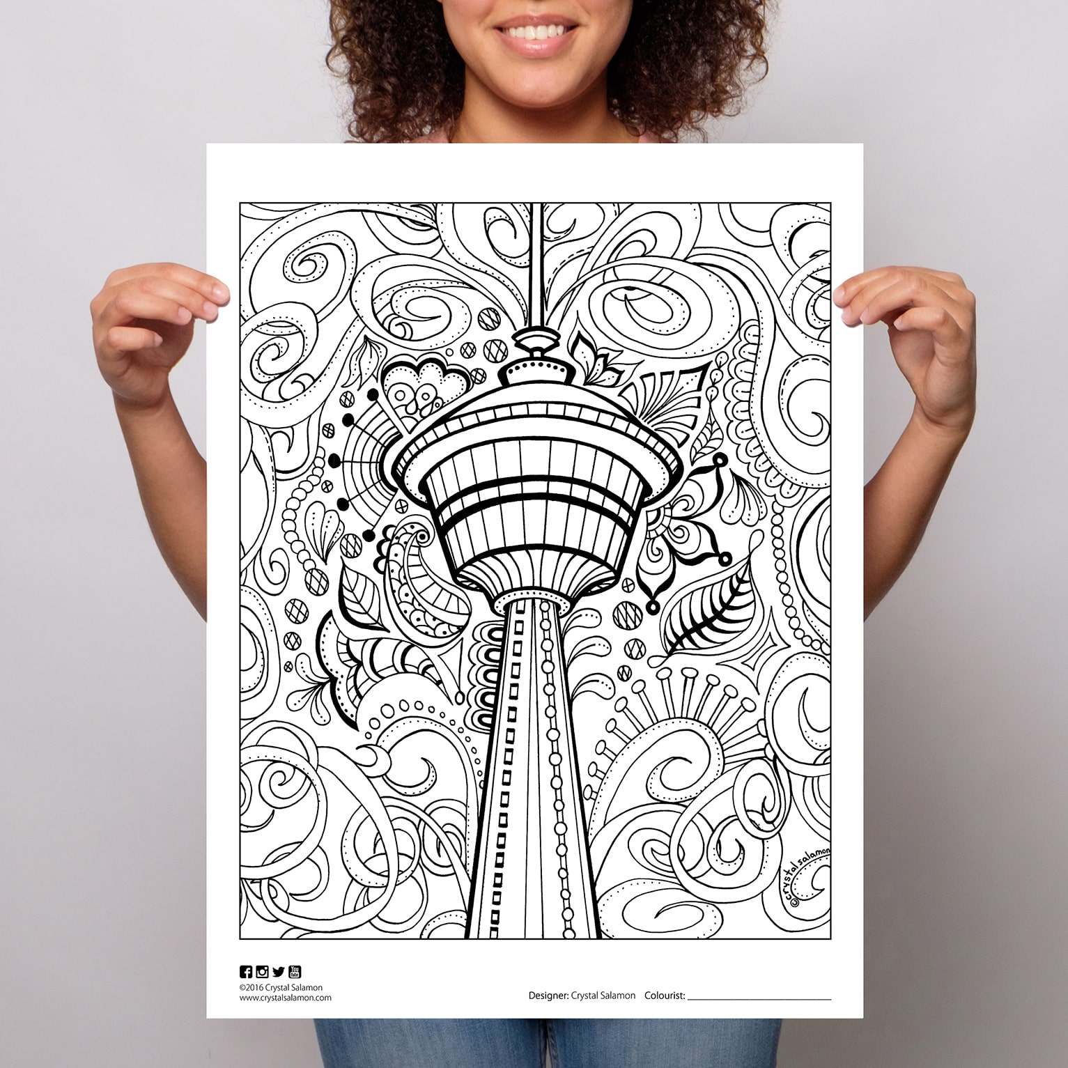 Calgary tower colouring page poster