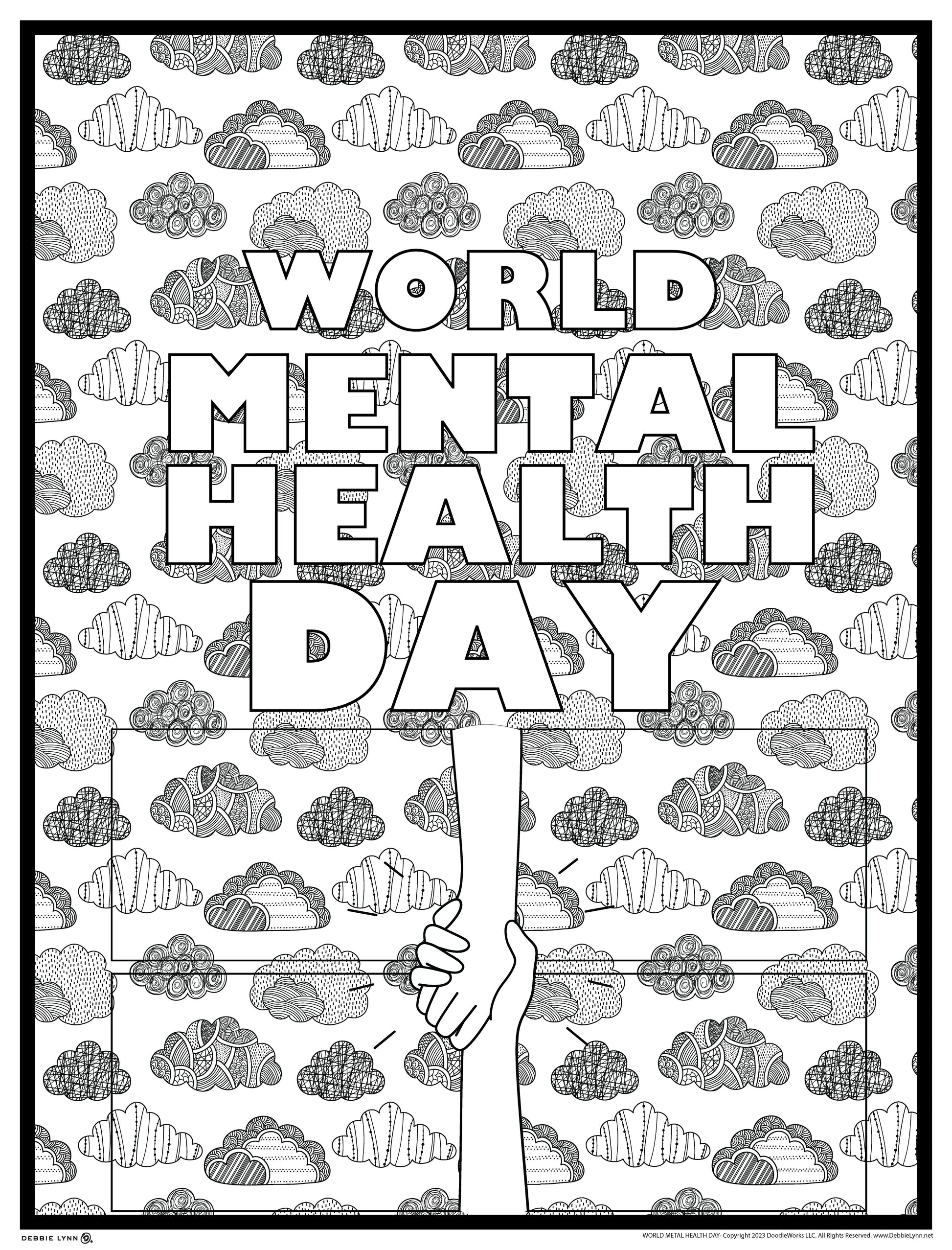 World mental health giant coloring poster â debbie lynn