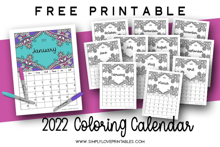 Free printable coloring calendar