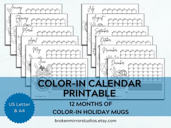 Printable calendar coloring book holiday coloring pages seasonal calendar adult coloring pages printable calendar any year