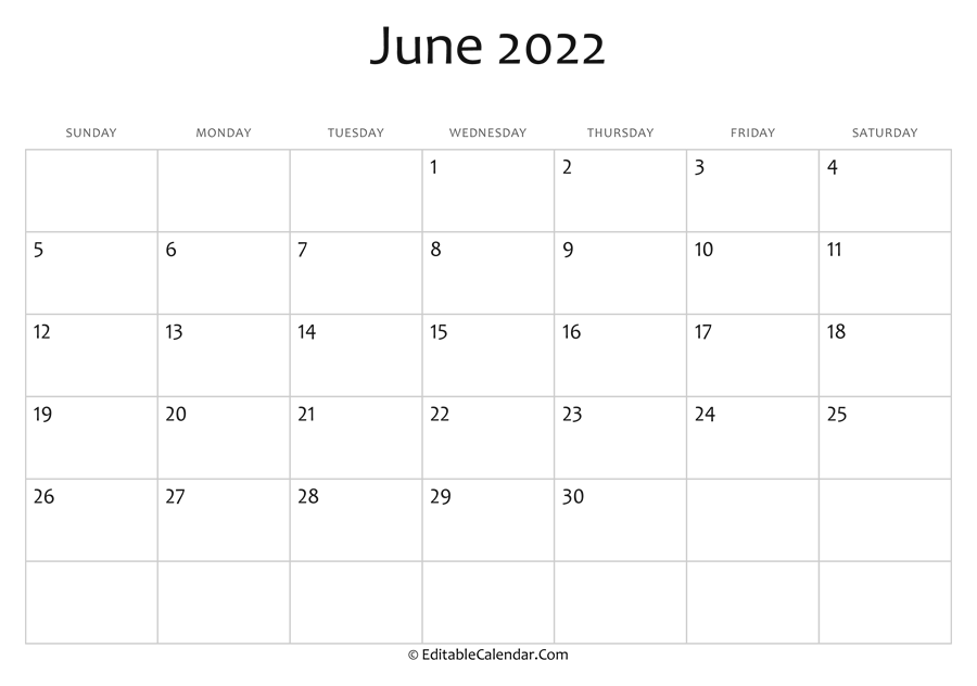 June printable calendar with holidays