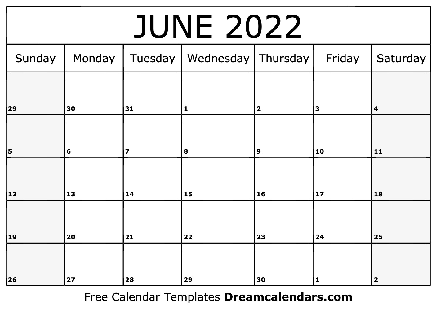 June calendar free blank printable with holidays