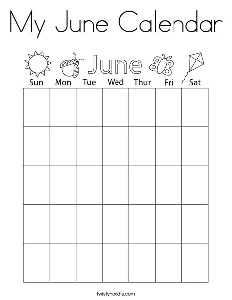 My june calendar coloring page