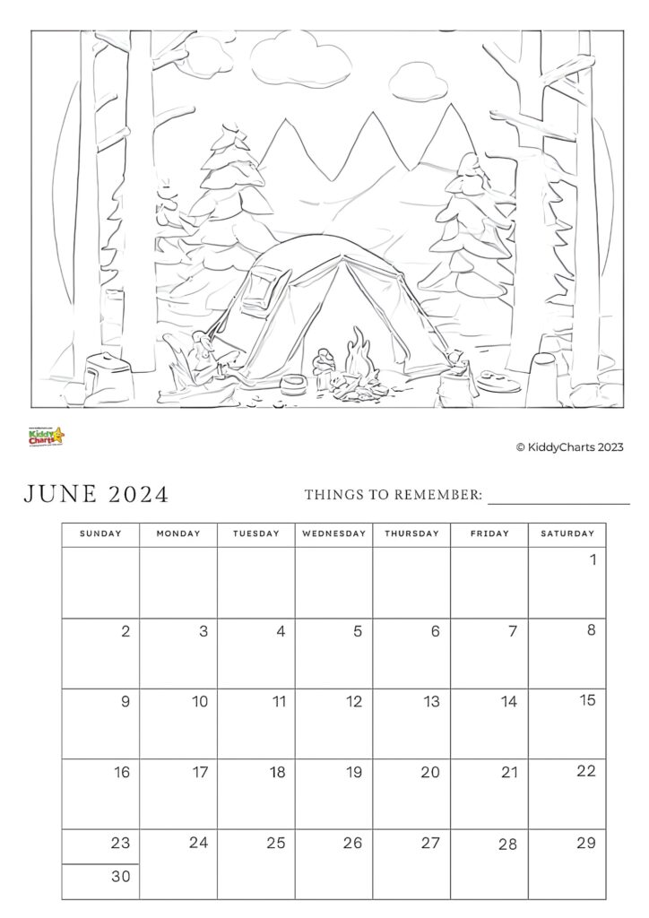 Coloring calendar to print and download today