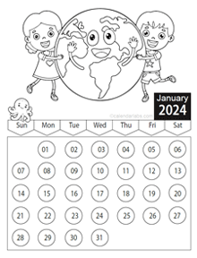 Coloring pages calendar