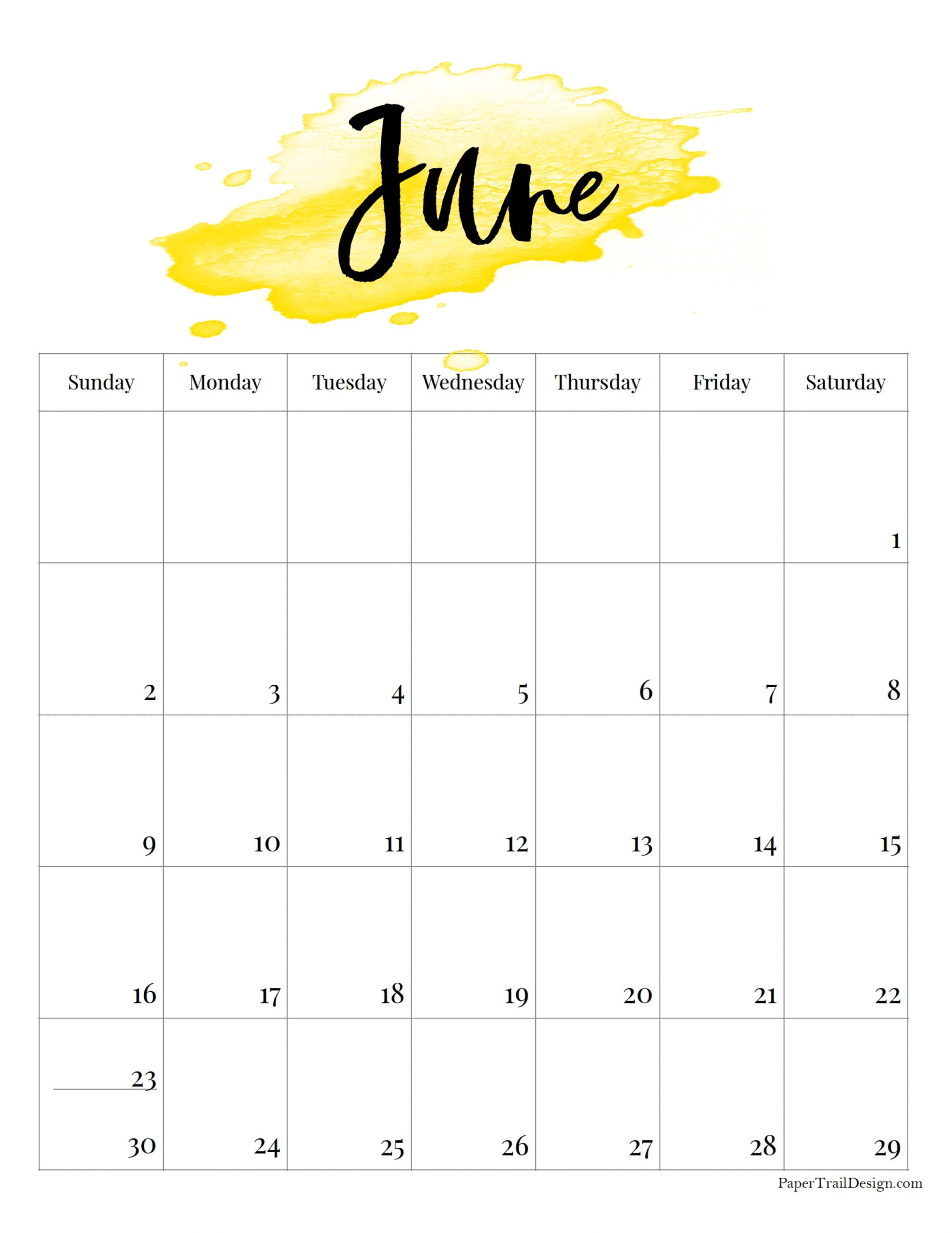 Printable calendar â watercolor