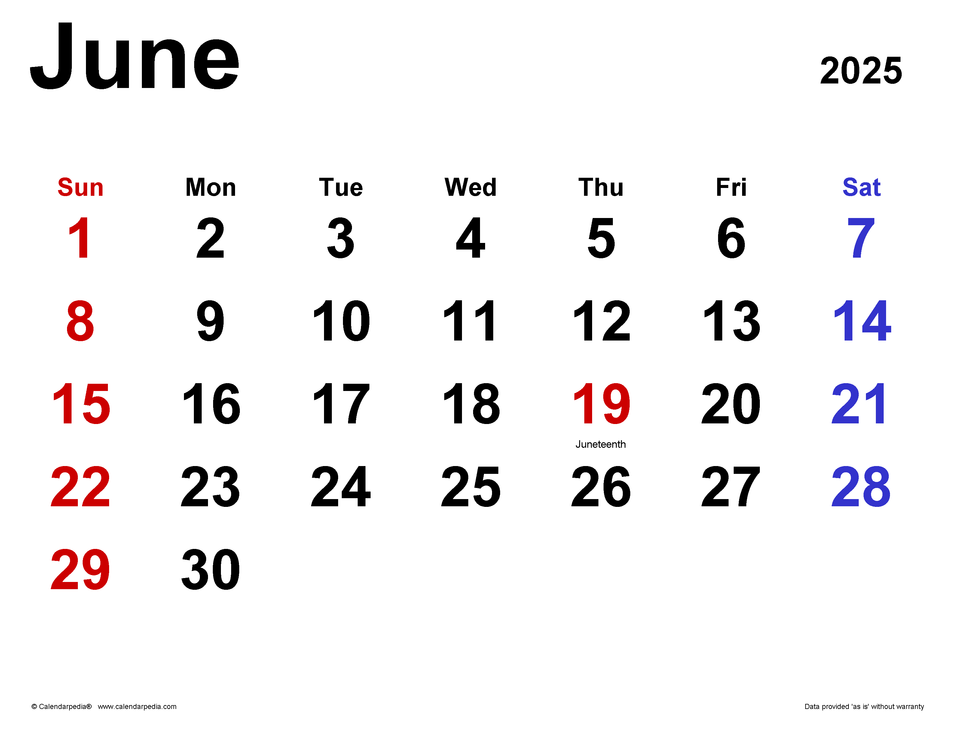 June calendar templates for word excel and pdf