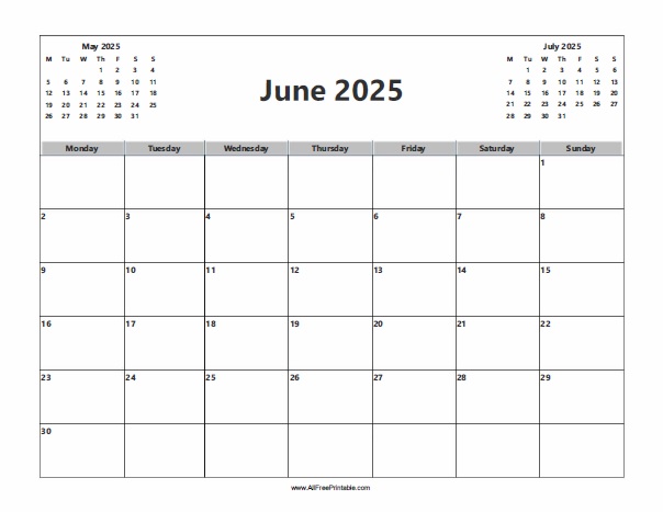 June calendar â free printable