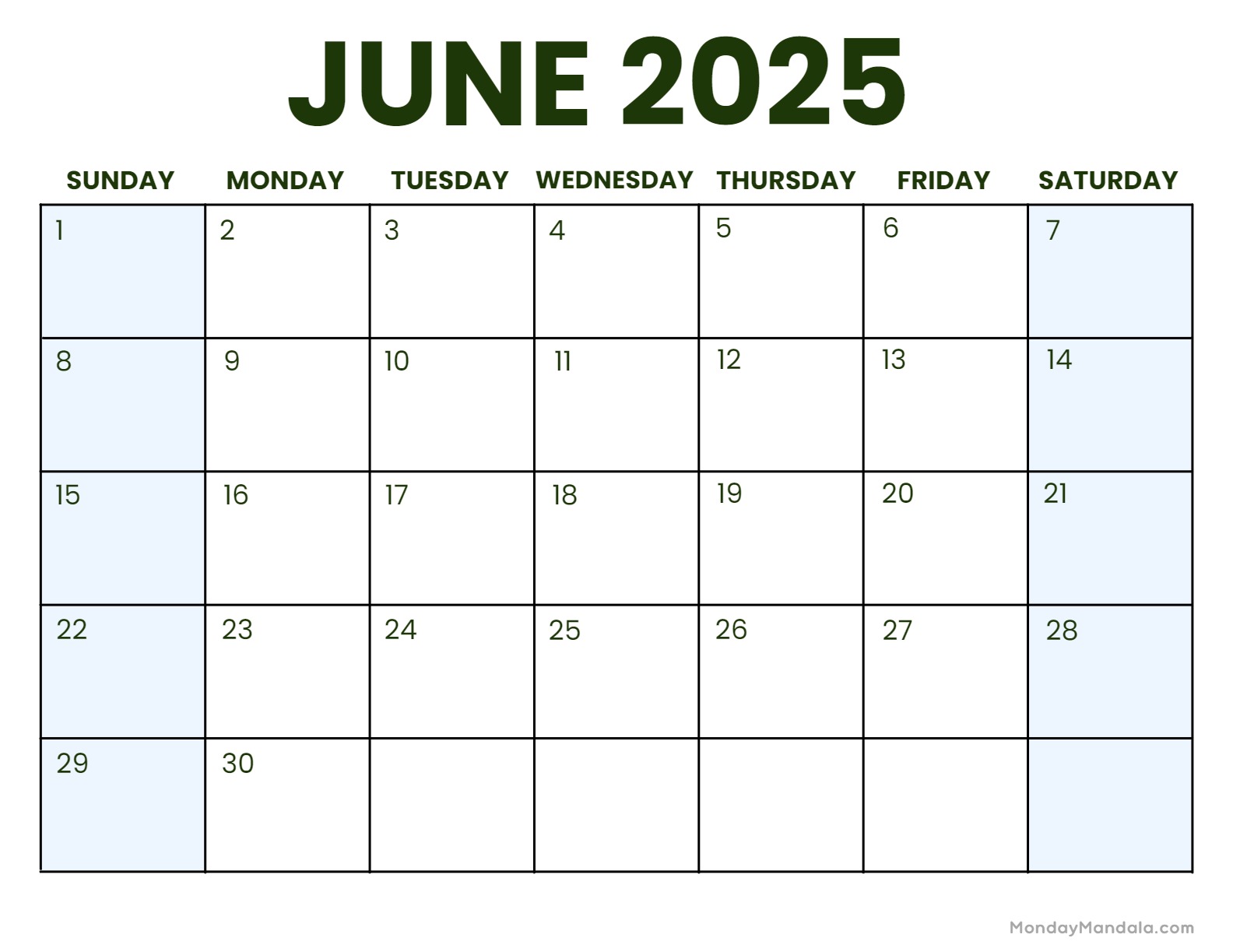 June calendar free pdf printables