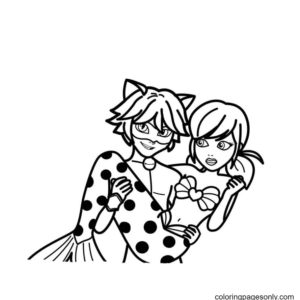 Ladybug and cat noir coloring pages printable for free download