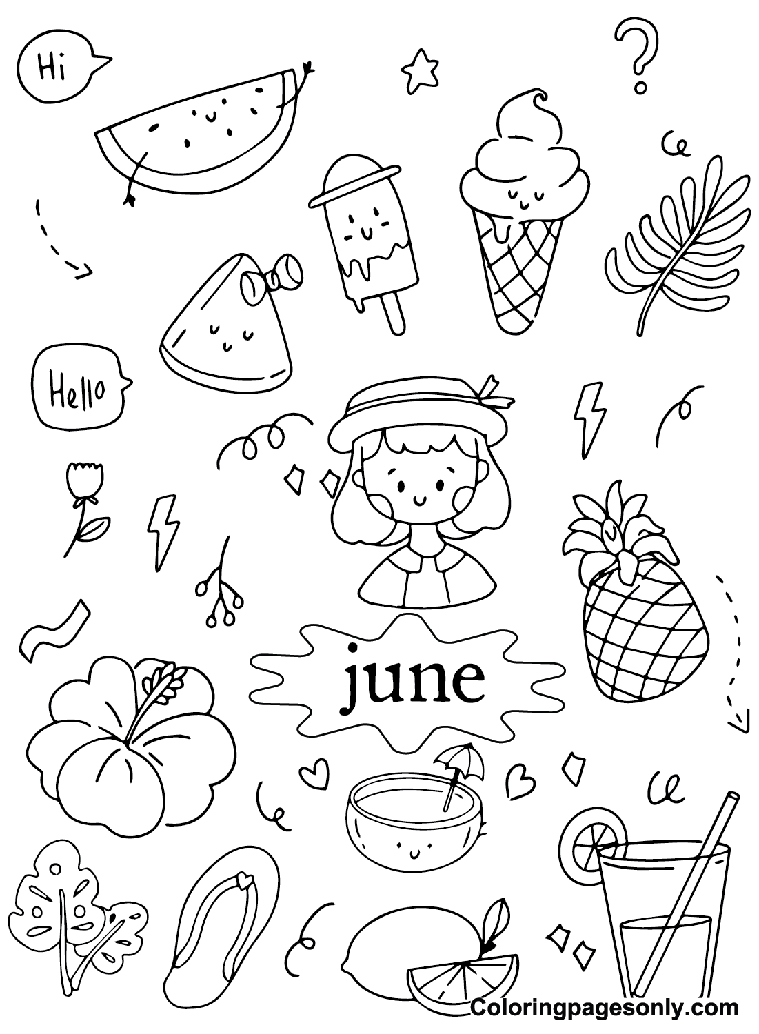 June coloring pages printable for free download