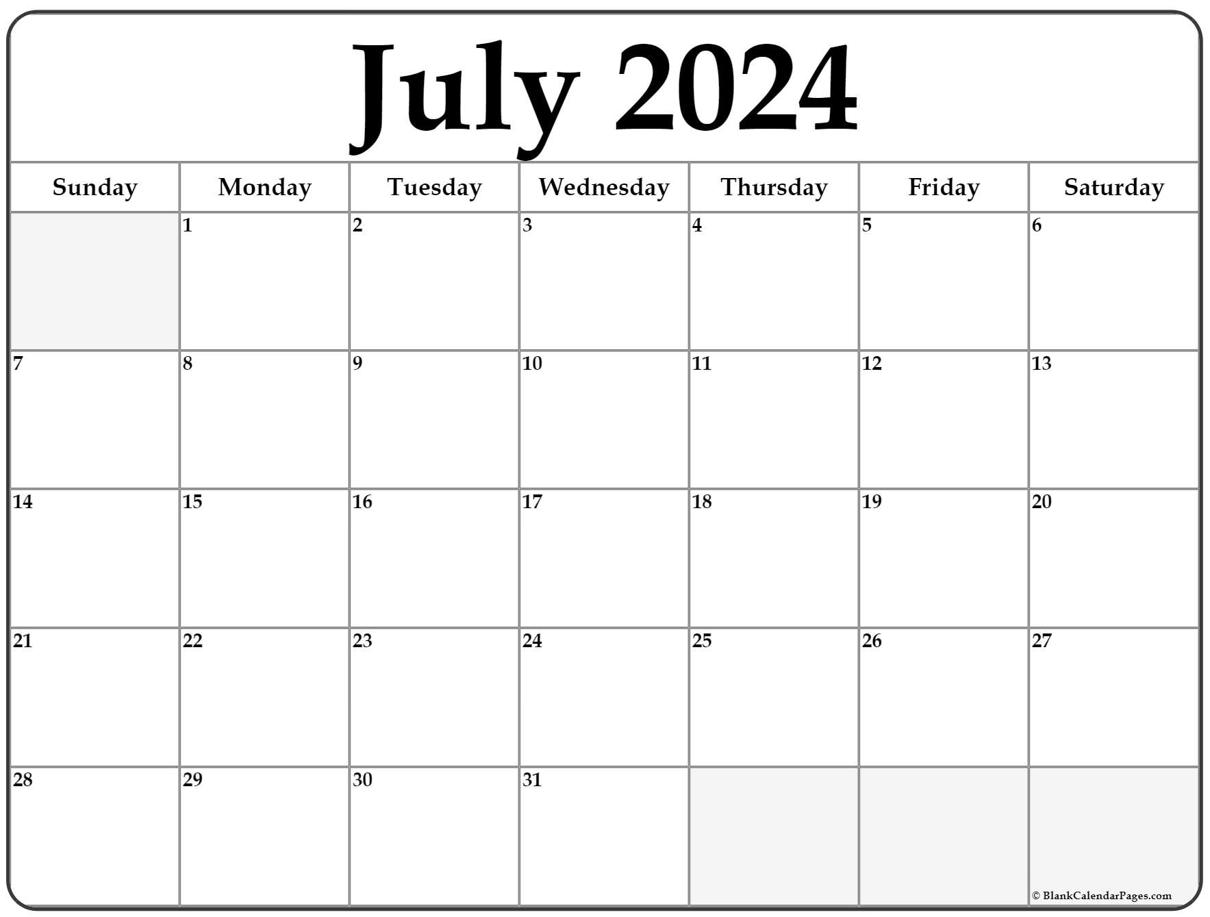 July calendar free printable calendar