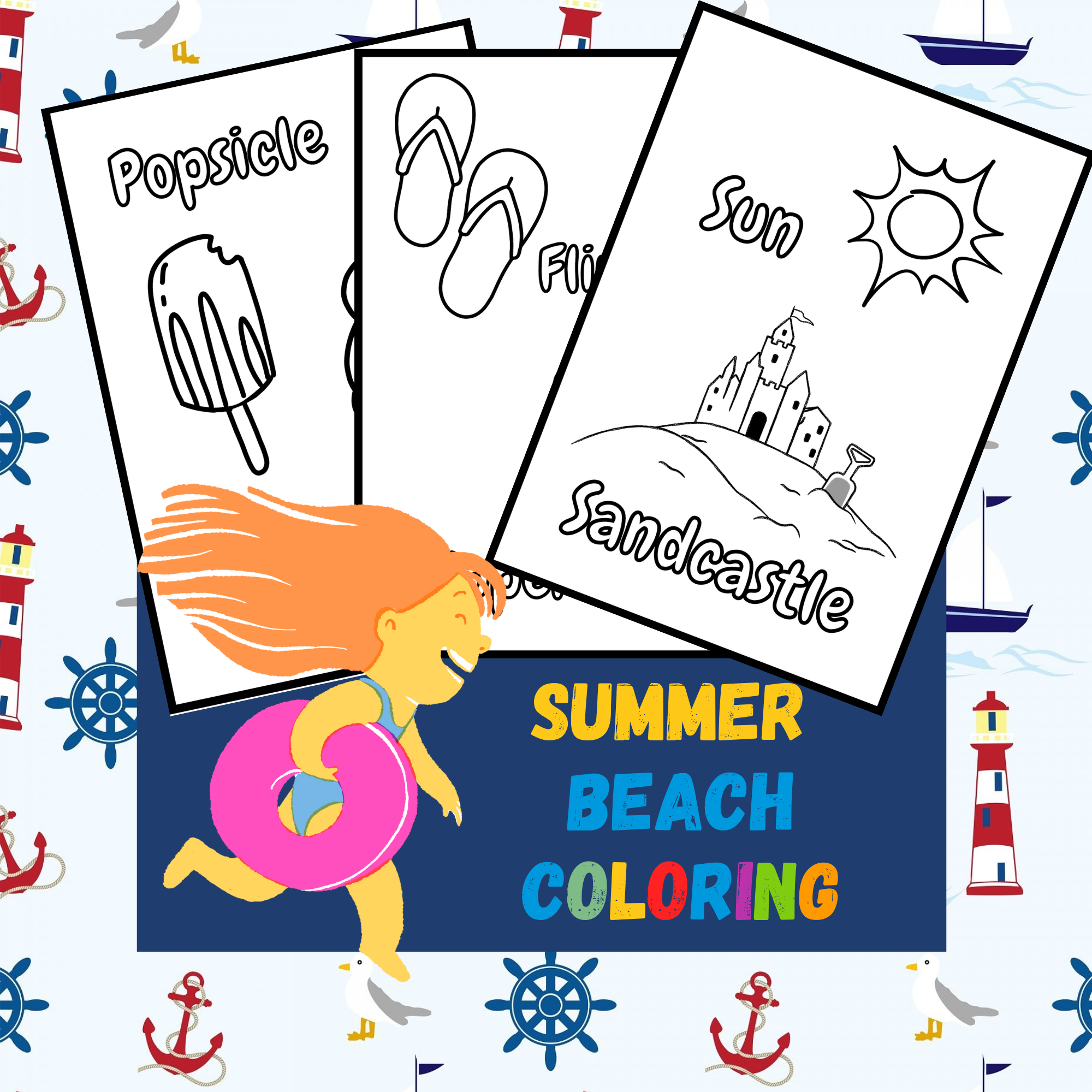 Summer coloring pages activity sheets beach vocabulary june