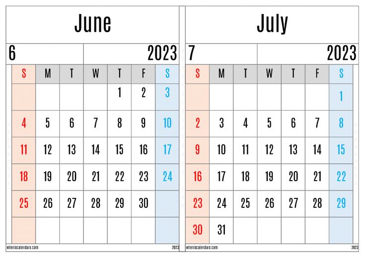 Free june july calendar printable two month on a separate page calendar printables calendar pdf calendar