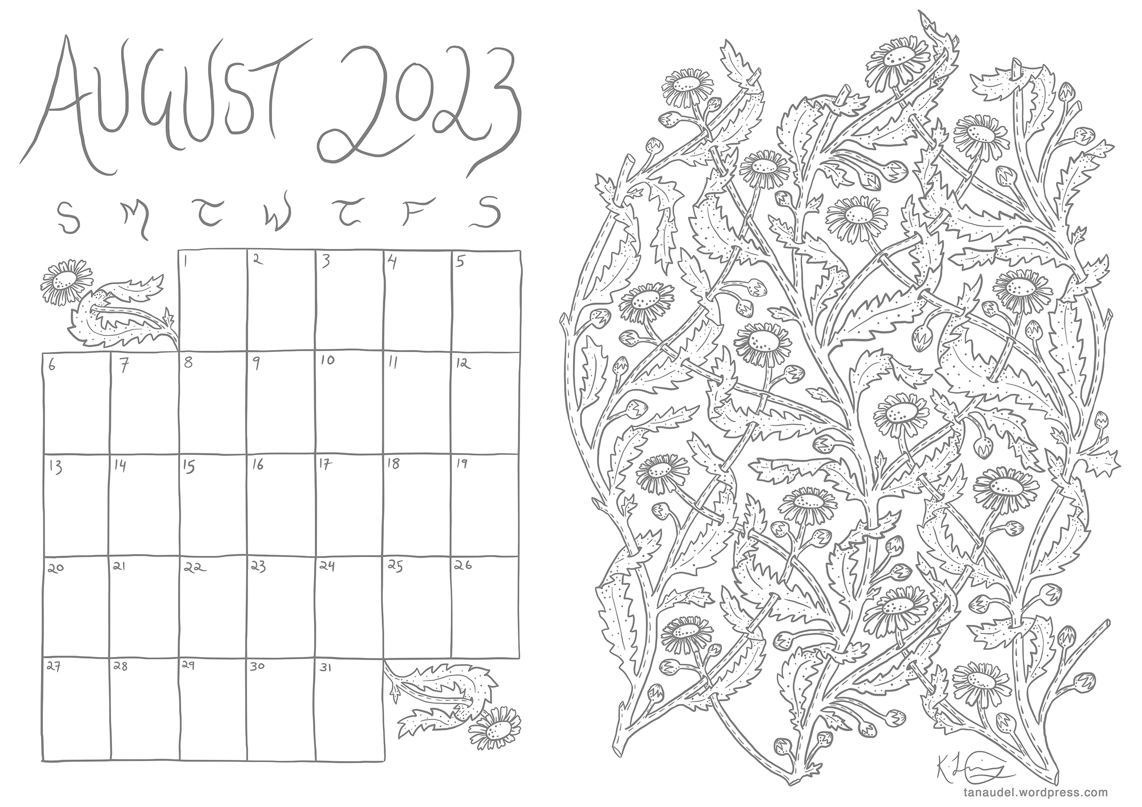 August calendar â pierced daisies kathleen jennings