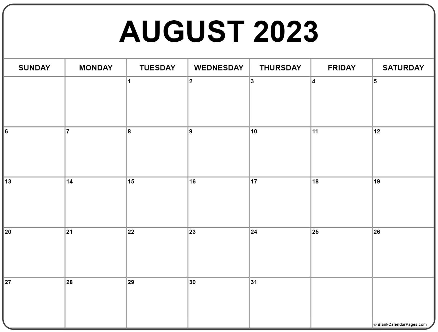 August calendar free printable calendar