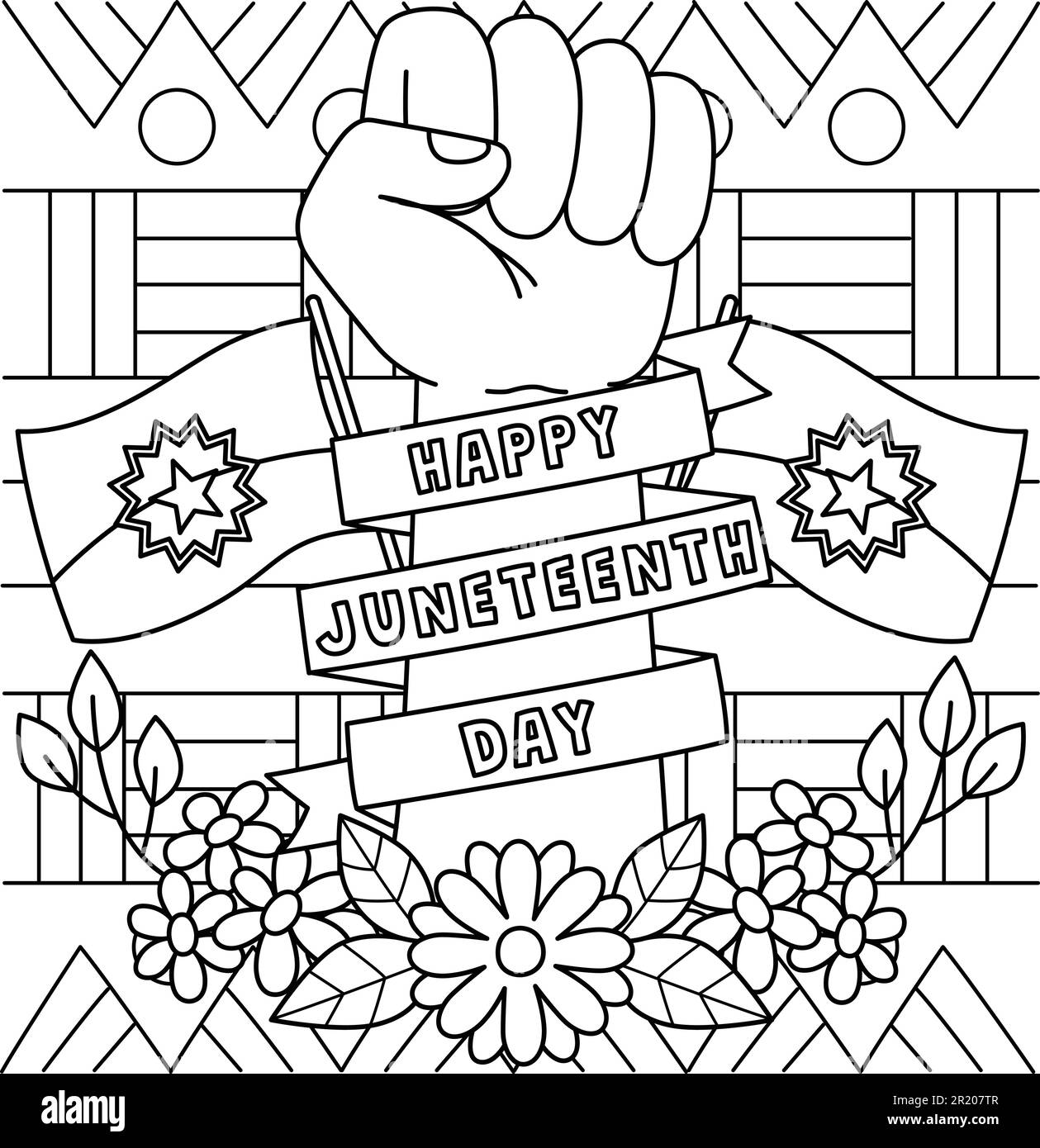 Happy juneteenth day coloring page for kids stock vector image art